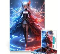 Rompecabezas de Chica Anime con Fuego y Hielo para Adultos,1000 Piezas,Juego para estimular la Mente,tamaño Uniforme,Piezas precisas,Ideal para Viajar, ejercitar la Mente (38x52cm)