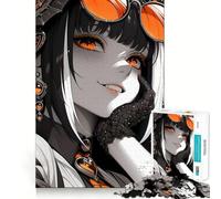 Rompecabezas de Chica Anime con Gafas Naranjas para Adolescentes 1000 Piezas Juego para estimular la Mente Montaje Firme y Seguro Actividad para Fortalecer los Lazos Familiares (38x26cm)