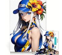 Rompecabezas de Chica Anime con Gorro Azul,1000 Piezas,Divertido,para Aumentar la concentración,Cortado con láser para un Ajuste, Actividad para Compartir con Seres Queridos (38x26cm)