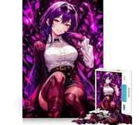 Rompecabezas de Chica Anime con Hojas moradas para Adultos,1000 Piezas,Juego Think Boost,Estructura de Encaje precisa,fácil de Aprender,diversión para Toda la Familia (38x52cm)
