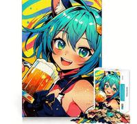 Rompecabezas de Chica Anime con Jarra de Cerveza,1000 Piezas,Juego de concentración Mental,Corte de precisión,Bordes Suaves,Juego para Construir Conexiones significativas (38x52cm)