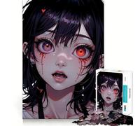 Rompecabezas de Chica Anime con lágrimas de Sangre,1000 Piezas,Divertido,para Aumentar la concentración,Cortado con láser para un Ajuste, Actividad para Compartir con Seres Queridos (50x75cm)