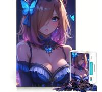Rompecabezas de Chica Anime con Mariposas para Adultos,1000 Piezas,Juego de Memoria Cerebral,Corte Fino,Acabado Premium,Forma entretenida de Pasar el Tiempo Libre (38x26cm)