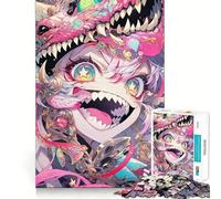 Rompecabezas de Chica Anime con máscara de dragón para Adultos,1000 Piezas,Juego de Memoria Cerebral,Corte Fino,Acabado Premium,Forma entretenida de Pasar el Tiempo Libre (50x75cm)