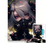 Rompecabezas de Chica Anime con máscara de Gas para Adultos 1000 Piezas Juego para estimular la Mente tamaño Uniforme Piezas precisas Ideal para Viajar ejercitar la Mente