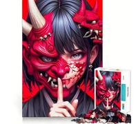 Rompecabezas de Chica Anime con máscara de Oni 1000 Piezas Entrenamiento Mental Divertido de Corte Limpio componentes Resistentes Entretenimiento cautivador para Disfrutar en casa (38x52cm)