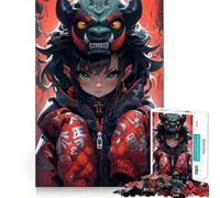 Rompecabezas de Chica Anime con máscara de Oni 1000 Piezas Juego Interactivo para estimular el Pensamiento Cierre Seguro sin Piezas Sueltas desafío Mental para el hogar (50x75cm)