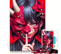 Rompecabezas de Chica Anime con máscara de Oni 1000 Piezas Juego Interactivo para estimular el Pensamiento Cierre Seguro sin Piezas Sueltas desafío Mental para el hogar (50x75cm)