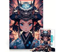 Rompecabezas de Chica Anime con máscara de Oni para Adultos 1000 Piezas Juego para estimular la Mente tamaño Uniforme Piezas precisas Ideal para Viajar Cerebro (50x75cm)