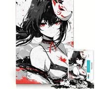 Rompecabezas de Chica Anime con máscara de Zorro,1000 Piezas,Divertido,para Aumentar la concentración,Cortado con láser para un Ajuste, Actividad para Compartir con Seres Queridos (50x75cm)