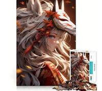 Rompecabezas de Chica Anime con máscara de Zorro,1000 Piezas,Juguete de construcción Focus,Ajuste Firme,Montaje Seguro,Juguete de Entretenimiento para Interiores (50x75cm)