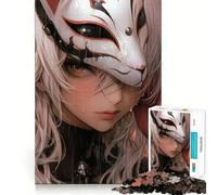 Rompecabezas de Chica Anime con máscara de Zorro,1000 Piezas,para desarrollar la Memoria,con Bordes Lisos y Encaje Forma Divertida de llenar Las Horas Libres (50x75cm)