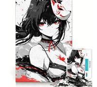 Rompecabezas de Chica Anime con máscara de Zorro para Adolescentes,1000 Piezas,Mejora Mental,Juego,tamaño Uniforme,Piezas precisas,Actividad Nocturna Divertida en Familia (38x52cm)