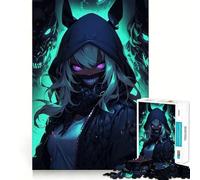 Rompecabezas de Chica Anime con máscaras de Demonio para Adolescentes,1000 Piezas,Mejora Mental,Juego,tamaño Uniforme,Piezas precisas,Actividad Nocturna Divertida en Familia (38x52cm)