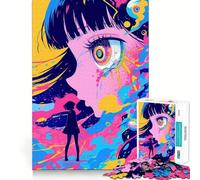 Rompecabezas de Chica Anime con Ojo Gigante 1000 Piezas Divertido para Aumentar la concentración Cortado con láser para un Ajuste Actividad para Compartir con Seres Queridos (50x75cm)