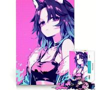 Rompecabezas de Chica Anime con Orejas de Gato,1000 Piezas,Entrenamiento Mental,Divertido,de Corte Limpio,componentes Resistentes,Entretenimiento cautivador para Disfrutar en casa (38x52cm)