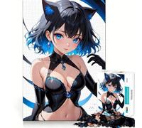 Rompecabezas de Chica Anime con Orejas de Gato para Adultos,1000 Piezas,Juego de Memoria Cerebral,Corte Fino,Acabado Premium,Forma entretenida de Pasar el Tiempo Libre (50x75cm)