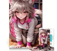 Rompecabezas de Chica Anime con Orejas de Zorro para Adolescentes,1000 Piezas,Mejora la Capacidad Mental,Juego,tamaño Uniforme,Piezas precisas,Actividad Nocturna Divertida en Familia (50x75cm)