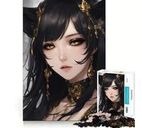 Rompecabezas de Chica Anime con Orejas de Zorro y Detalles Dorados para Adolescentes,1000 Piezas,diversión Estimulante,componentes Resistentes y de Corte Limpio,Actividad para Compartir en Familia