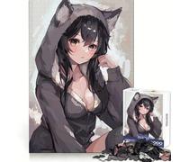 Rompecabezas de Chica Anime con Sudadera de Lobo para Adolescentes, 1000 Piezas, Entrenamiento Inteligente, Tiempo Libre Feliz, Corte Impecable, Navidad Alegre (38x52cm)