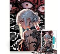 Rompecabezas de Chica Anime con Tatuaje de dragón para Adultos,1000 Piezas,Juego de Memoria Cerebral,Corte láser para un Ajuste Perfecto, aliviar el estrés (50x75cm)