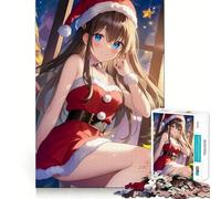 Rompecabezas de Chica Anime con Traje de Papá Noel para Adolescentes,1000 Piezas,Divertido Juego de Memoria,Superficie Lisa sin Rebabas,Regalo de cumpleaños,Juguete para ejercitar la Mente (38x52cm)