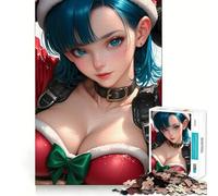 Rompecabezas de Chica Anime con Traje de Papá Noel para Adolescentes,1000 Piezas,Juego para estimular la Mente,Montaje Firme y Seguro,Actividad para Fortalecer los Lazos Familiares (50x75cm)