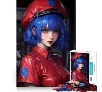 Rompecabezas de Chica Anime con Uniforme Rojo Waifu,1000 Piezas,Divertido,de Calidad Profesional,Ideal para desarrollar la Memoria y la Capacidad de Corte estimular la Mente