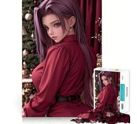 Rompecabezas de Chica Anime con Vestido Rojo,1000 Piezas,Juguete para desarrollar la Capacidad cognitiva,Superficie Lisa y sin Rebabas,Actividad Relajante para Grupos en Interiores (50x75cm)