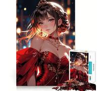 Rompecabezas de Chica Anime con Vestido Rojo para Adolescentes,1000 Piezas,Juego para estimular la Mente,Montaje Firme y Seguro,Actividad para Fortalecer los Lazos Familiares (50x75cm)