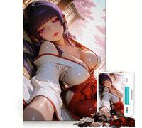 Rompecabezas de Chica Anime con Vestimenta Tradicional Japonesa de Miko,1000 Piezas,Juego de concentración Mental,Corte de precisión,Bordes Suaves,Juego de construcción de Conexiones significativas