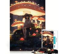 Rompecabezas de Chica Anime en Bosque de Setas para Adolescentes,1000 Piezas,Divertido Juego de Memoria,Superficie Lisa sin Rebabas,Regalo de cumpleaños,Juguete para ejercitar la Mente (50x75cm)