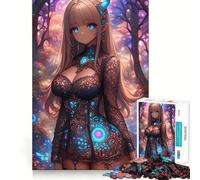 Rompecabezas de Chica Anime en el Bosque,1000 Piezas,para desarrollar la Memoria,con Bordes Lisos y Encaje Forma Divertida de llenar Las Horas Libres (38x52cm)