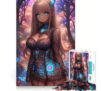 Rompecabezas de Chica Anime en el Bosque para Adultos,1000 Piezas,Juego de Memoria,Ajuste Firme,Montaje Seguro,Juego de construcción de Conexiones significativas (50x75cm)