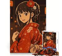 Rompecabezas de Chica Anime en Kimono con faroles para Adultos, 1000 Piezas, Juego estratégico para Pensar, pasatiempo Relajante, Ajuste preciso, Regalo navideño (38x52cm)
