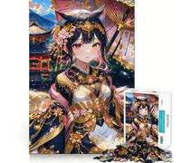 Rompecabezas de Chica Anime en Kimono de 1000 Piezas para Adolescentes Entrenamiento de Memoria Diversión,conexión Limpia y sin interrupciones Actividad grupal Relajante para Interiores (38x52cm)