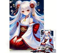 Rompecabezas de Chica Anime en Kimono para Adolescentes, 1000 Piezas, Entrenamiento Mental, recreación Tranquila, Uniforme, Corte único, (38x26cm)
