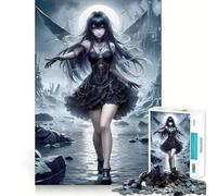 Rompecabezas de Chica Anime en Paisaje gótico,1000 Piezas,Juego Divertido sin Rebabas,Piezas de Corte Limpio,portátil,Ideal para Viajar (38x26cm)
