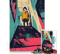 Rompecabezas de Chica Anime en un callejón,1000 Piezas,para desarrollar la Memoria,Divertido,de Calidad Profesional,Ideal para Recortar, Actividad Mental (50x75cm)