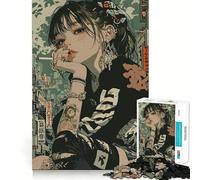 Rompecabezas de Chica Anime en un Entorno Urbano para Adultos,1000 Piezas,Juego de Memoria Cerebral,Corte Fino,Acabado Premium,Forma entretenida de Pasar el Tiempo Libre (50x75cm)