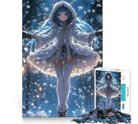 Rompecabezas de Chica Anime en un país de Las Maravillas Invernal,1000 Piezas,Divertido para ejercitar la Memoria,Bordes Lisos,Encaje, Forma Divertida de llenar Las Horas Libres (38x26cm)