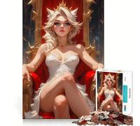 Rompecabezas de Chica Anime en un Trono,1000 Piezas,Juguete para desarrollar la Capacidad cognitiva,Superficie Lisa y sin Rebabas,Actividad Relajante para Grupos en Interiores (50x75cm)