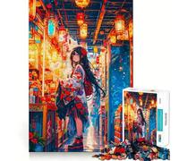 Rompecabezas de Chica Anime en una Calle Japonesa para Adolescentes,1000 Piezas,Divertido y Estimulante,con componentes Resistentes y de Corte Limpio,una Actividad entrañable para Compartir (50x75cm)