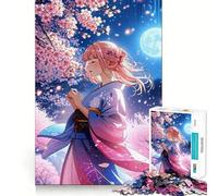Rompecabezas de Chica Anime Entre Flores de Cerezo para Adolescentes,1000 Piezas,Mejora la Capacidad Mental,Juego,tamaño Uniforme,Piezas precisas,Actividad Nocturna Divertida para Toda la Familia