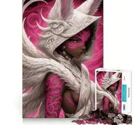 Rompecabezas de Chica Anime Guerrera angelical con Tatuaje Rosa para Adolescentes,1000 Piezas,Divertido y Estimulante,con componentes Resistentes y de Corte Limpio Actividad con los niños