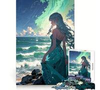 Rompecabezas de Chica Anime Junto al mar, 1000 Piezas para Adultos, estimulación cognitiva, Escape Tranquilo, Corte preciso, Regalo de Temporada (50x75cm)