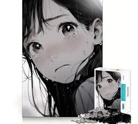 Rompecabezas de Chica Anime Llorando bajo la Lluvia para Adultos,1000 Piezas,Juego de Memoria Cerebral,Cortado con láser para un Ajuste Perfecto, aliviar el estrés (50x75cm)