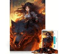 Rompecabezas de Chica Anime Montando un Lobo,1000 Piezas,Juego de concentración Mental,diseño Ajustado sin Huecos,desafío Cerebral Interactivo para el hogar (38x26cm)