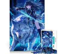 Rompecabezas de Chica Anime Montando un Lobo para Adultos,1000 Piezas,Juego de Memoria,Cortado con láser para un Ajuste Perfecto, aliviar el estrés (50x75cm)