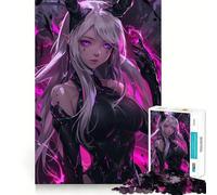 Rompecabezas de Chica Anime neón Rosa de 1000 Piezas para Adultos, para ejercitar la Mente y aliviar el estrés, decoración de Pared con Bordes precisos (38x26cm)